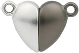 5 Pcs 15X9mm Love Heart Magnetic Clasp Silver & Black