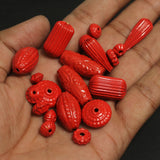 4-25 mm,Vintage Brass Beads Red Color, Assorted Shape And Sizes