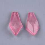 10 Pcs, 24.5x13x5.5mm, Transparent Glass Charms Pink