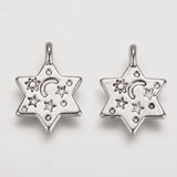 10 Pcs, 19.5x15.5x2mm, Alloy Star Charms Antique Silver