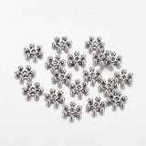 100 Pcs, 10x2.5mm, Alloy Snowflake Beads Spacers Antique Silver