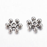 100 Pcs, 10x2.5mm, Alloy Snowflake Beads Spacers Antique Silver