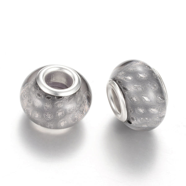 thumbnail image 2 of Silver Plated European Large Hole Bail Beads – B8430 – Choose 10, 20, Or 50pcs – Xanadu Designs 2 of 4