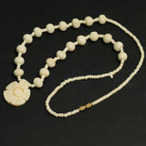 21 inch Bone Beads Necklece With Pendant White
