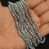 1 String, 4mm Crystal Faceted Rondelle Beads Metallic Silver