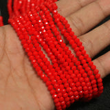 4mm Crystal Faceted Rondelle Beads Opaque Red