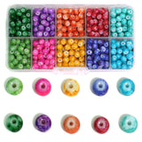 500 Pcs, 6mm Marble Finish Glass beads With Metal Findings, Elastic and Nylon Thread for Jewellery Making DIY Kit