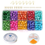 500 Pcs, 6mm Marble Finish Glass beads With Metal Findings, Elastic and Nylon Thread for Jewellery Making DIY Kit