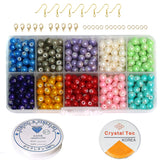 500 Pcs, 6mm Pearls Glass beads With Metal Findings, Elastic and Nylon Thread for Jewellery Making DIY Kit