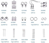 Silver Plated Jewellery Finding Material Mix Box, Eyepins, Headpins, Ear Hooks, Bead Caps, Jumprings, Clasps Chains and Cord End