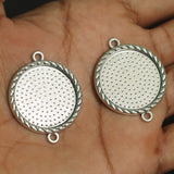 1.25 Inch Round Bezel Setting Pendant Connector Base Silver