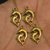 21X12mm German Silver Dolphin Golden  Charms