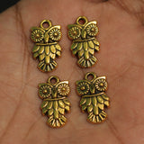 19X11mm German Silver Owl Golden Charms