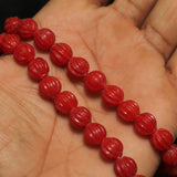 1 String 10mm Glass Kharbooja Beads Red