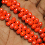 1 String 6X9mm orange luster glass Drop beads