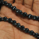 1 String 9X5mm Black Luster glass Bamboo beads