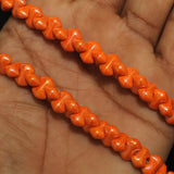 1 String 9X5mm Orange Luster glass Bamboo beads