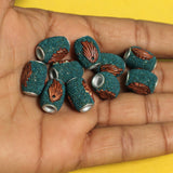 10 Pcs. Lac Oval Beads Teal 15x10mm