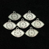 10 Pcs, 17x22x1.5mm Tibetan Alloy Eye Charms Antique Silver