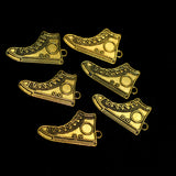 10 Pcs, 30x17x1.5mm Tibetan Alloy Shoes, Charms Antique Golden