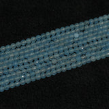 1 String, 4mm Zed Cut Round Gemstone Beads Sky Blue