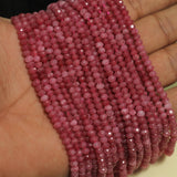 1 String 3x4mm Zed Cut Rondelle Gemstone Beads Magenta
