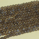 1 String 8mm Zed Cut Round Gemstone Beads Grey