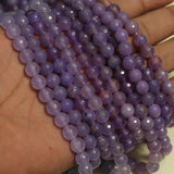 1 String 8mm Zed Cut Round Gemstone Beads Purple