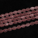 1 String 9x7mm Natural Rose Quartz Gemstone Oval Micro Faceted Monalisa Beads