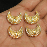4 Pcs, 22mm, Kundan Chandbali Earrings Components & Connectors Golden