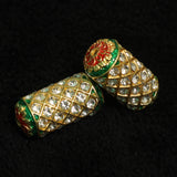 2 Pcs, 18x28mm, Kundan Spacer Beads Golden