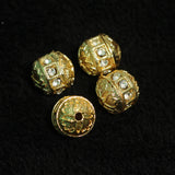 4 Pcs, 13mm, Kundan Spacer Beads Golden