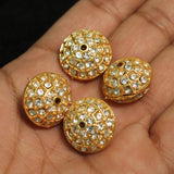 4 Pcs, 15x20mm, Kundan Spacer Beads Golden