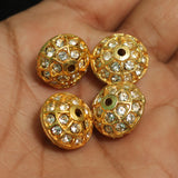 4 Pcs, 12x16mm, Kundan Spacer Beads Golden