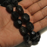 1 String, 19-28mm Tumble Faceted Black Onyx Stone Beads