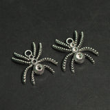 10 Pcs German Silver Spider Charms 0.75 Inch