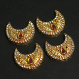 4 Pcs, 22x18mm, Kundan Chandbali Earrings Components & Connectors Golden