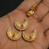 4 Pcs, 22x18mm, Kundan Chandbali Earrings Components & Connectors Golden