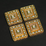 4 Pcs, 25mm, Kundan Connectors Golden