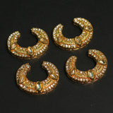 4 Pcs, 28x20mm, Kundan Chandbali Earrings Components & Connectors Golden