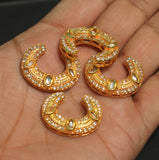4 Pcs, 28x20mm, Kundan Chandbali Earrings Components & Connectors Golden