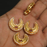 4 Pcs, 22mm, Kundan Chandbali Earrings Components & Connectors Golden