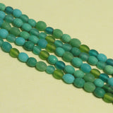 5 Strings Green Matte Finish Oval Glass Beads 10x8 MM