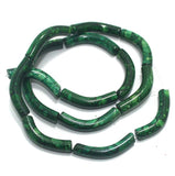 50 Pcs, 30x5mm Glass Marble Twisty Tube Beads Green