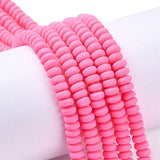7x3mm Handmade Deep Pink Polymer Clay Bead 1 String
