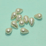 50 Pcs,15x10mm Off White One Side Hole Drop Acrylic Pearl Beads