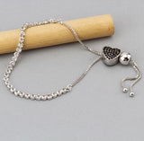 Black Silver Stone Studded Heart Bracelet