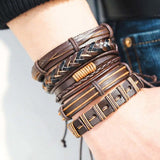 Multi Layered Brown Lather Bracelet