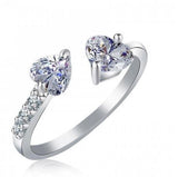 Crystal Heart Silver Adjustable Ring