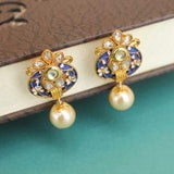 Designer Kundan Meena Pearl Earrings